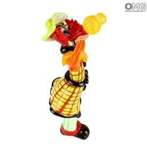 Clownfigur mit Weinflasche Original Murano Glass OMG betrunken_clown_murano_glass_figurine_omg_with_bottle