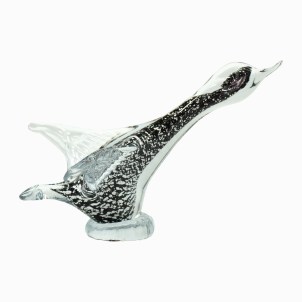 Flying duck Figurine - Sommerso with silver leaf - Orginal Murano Glass OMG