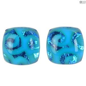 Light Blue Buttons Earrings - Original Murano Glass OMG