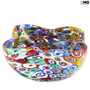Teller Millefiori gewellt - mehrfarbig - Original Murano Glas OMG