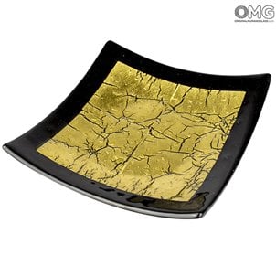 鍍金邊緣-黑色-原裝Murano玻璃OMG