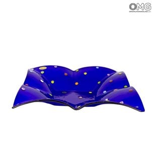 Braguette carrée en assiette - Poches vides - Bleu millefiori - Verre de Murano