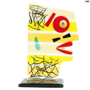 face_ yellow_picasso_art_abstract_original_ Murano_glass_omg
