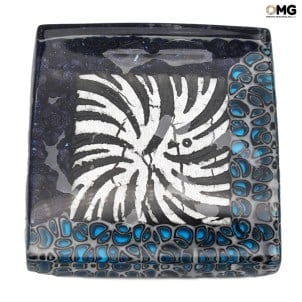 문진 폼페이 - 라이트 블루 및 은박 - Murano Glass