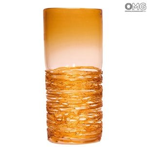 عنبر فيلانتي - مزهرية أنبوبية - زجاج مورانو الأصلي
