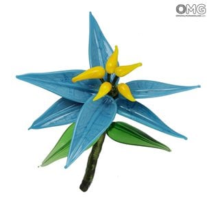 Flor de la orquídea - azul - Cristal de Murano original OMG