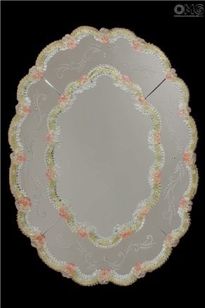 Fiorenza - Espejo veneciano - Flores rosas