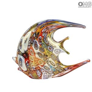 Figura de pez - Murrine Millelfiori y oro - Cristal de Murano originario