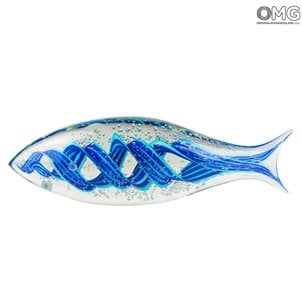 Fisch abstrakte Skulptur - Filigran - Original Murano Glas