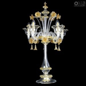 Candeeiro de mesa Flambeau - Floral - Vidro Murano - 5 luz