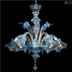 Floral_light_blue_chandelier_murano_glass_black_1