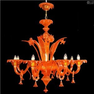 floral_orange_chandelier_murano_glass_black_2