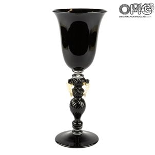 Taça de champanhe única - toda preta - vidro soprado