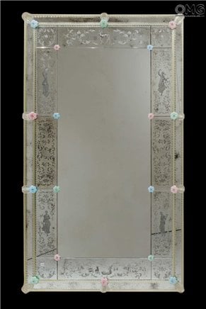 Four Seasons - Wall Venetian Mirror - Engraved with Murano Glass