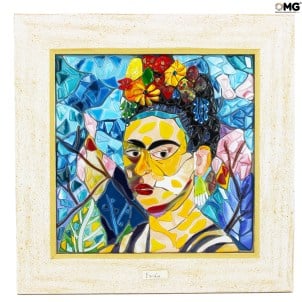 Frida - Tribut auf Leinwand von Frida Kahlo - Original - Murano - Glas - omg