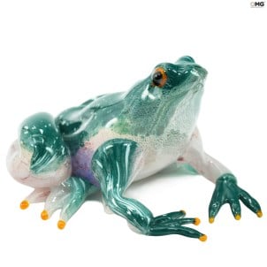 Wunderschöne Froschskulptur - Dunkelgrün - Original Muranoglas OMG