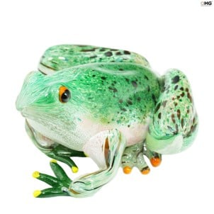 美妙的青蛙雕塑 - 綠色 - 原始穆拉諾玻璃 OMG