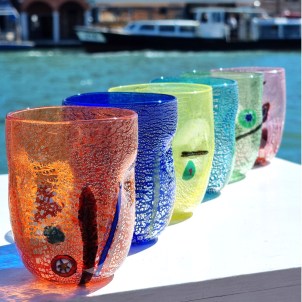 Fruit - Set of 6 Drinking glasses - Mix colors Tumbler Goto - Original Murano Glass