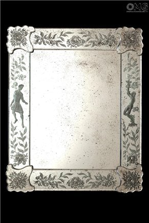 Jardim do Éden - espelho veneziano - estatuetas gravadas