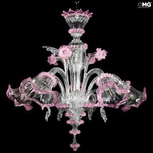 Araña veneciana Gemma rosa - Classique - Cristal de Murano