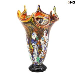 Geranium Multicolor - Vase - Murano Glass Millefiori and Silver 