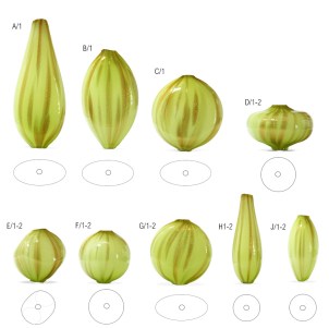 Murano glass Beads - Green & Aventurine 