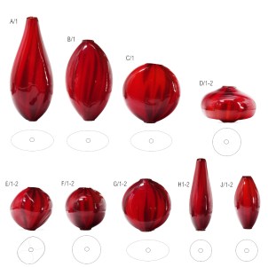 Murano glass Beads - Red & Aventurine 