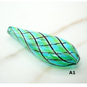 Filigree Murano glass Beads - Black green lightblue 