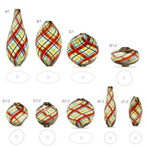 glass_beads_twisted_black_red_lightblue_amber_original_murano_glass