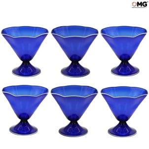 Margarita Trinkgläser 6er Set Achteckig - Blau - Original Murano Glas