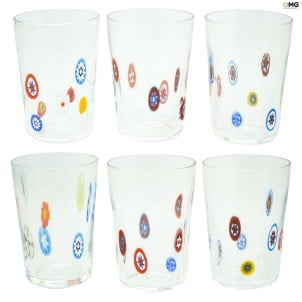 Set of 6 Drinking glasses - Sorrento - Goto - Millefiori - Original Murano Glass OMG