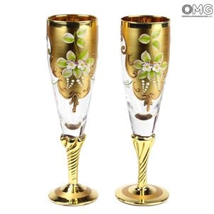 طقم من 2 كاسات تريفوتشي كريستال فلوت - أنت وأنا - زجاج مورانو الأصلي glass_tre_fuochi_crystal_flute_1