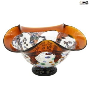 Drop Plate Murrine Millefiori -  Amber Glass and Silver