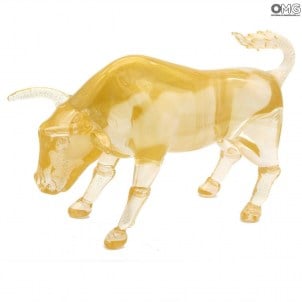 Sculpture de taureau d'or en verre de Murano original Omg