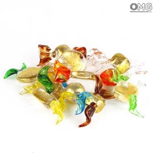 10 piezas de caramelos de cristal veneciano - con oro - Cristal de Murano