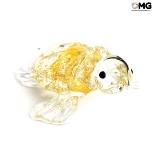 ゴールドタートル-動物-オリジナルムラーノガラスOMG