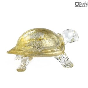 Tartaruga - Con Vero Oro - Vetro di Murano Originale OMG