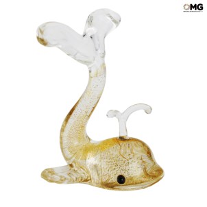 ゴールドクジラ-動物-オリジナルムラーノガラスOMG