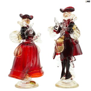 goldoni_ Couple_gold_red_original_murano_glass_omg