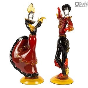 Estatuetas de Flamenco Dencers - Vermelho - Original Murano Glass Omg
