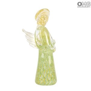 Ange vert - Avec feuille d'or - Verre de Murano original Omg