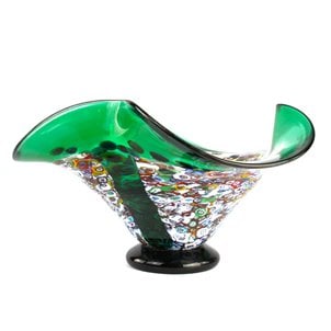 Drop Bowl Murrine Millefiori - Vidrio verde y plata