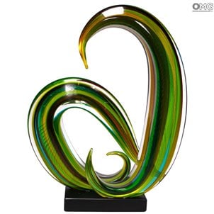 Green Waves-Sculpture-Original Murano Glass OMG