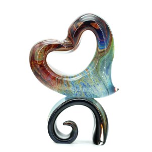 Heart - Sculpture in chalcedony - Original Murano Glass