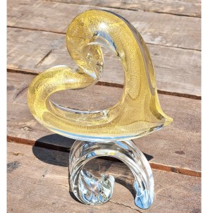 Heart - Sculpture with Gold - Original Murano Glass