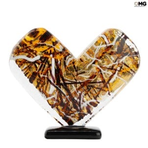 Goberge coeur - verre coeur avec or - Verre de Murano original OMG