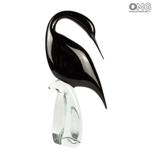 Black Heron Female - Sculpture en verre - Verre de Murano original OMG
