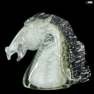 Tête de cheval byzantine avec argent - Verre de Murano original OMG