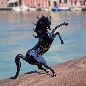 Prancing Black Horse - Original Murano Glass OMG