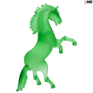 Rampant Horse - زجاج مصنفر أخضر - زجاج مورانو الأصلي OMG